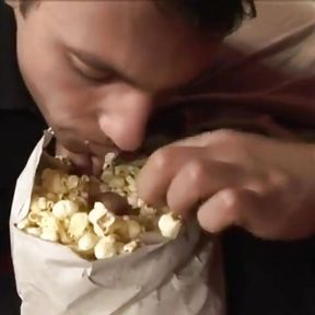 Short Haired Muscular Stud Invites Young Curious Guy James Jones to Taste His Pop Corn and Big Meat