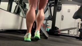 Repping My Big Tanned Muscular Calves At The Gym