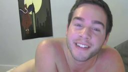 American College Guy Displays Nude Body While Lying in Bed