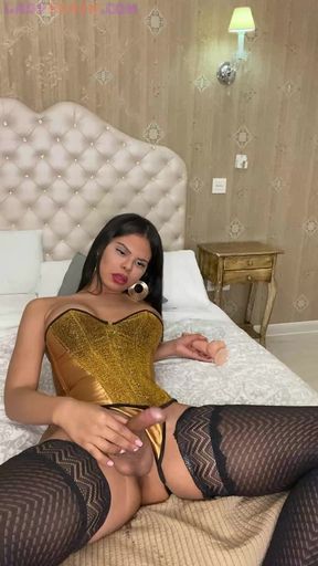 Trans Girl Masturbates with a Huge Dildo in Her Ass and Jerks off. Do You Want to See It?