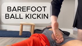 Barefoot Ball Kicking Destruction: Goddess Veronica Warns She Might Pop His Blue Balls