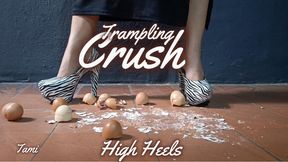 In high heels, crushing and trampling on eggshells (4)