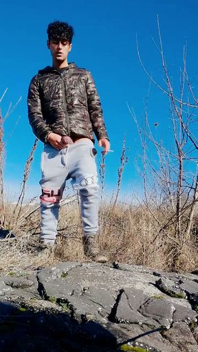 Slow Motion Jerk off Outdoor While Smoking Cigarette