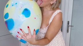 Bri Hugs, licks & kisses her Beautiful balloons Non-Pop