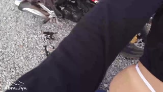 Risky outdoor sex in the mountains and swallowing cum (nervous first time)