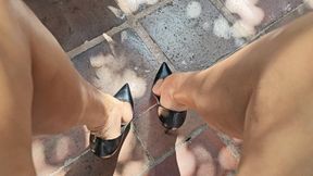 Milah Arches sexiest highly Arched Feet Dangling on Louboutin Heels