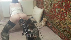 Cute femboy having sex with a fuck machine