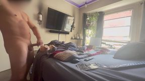 Stroking and Fucking with the Window Open so Anyone Could Watch! Caught at the End!