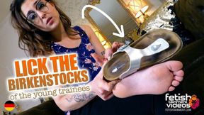 Lick the young trainees' Birkenstocks ( Shoe Fetish with Miss Luciana ) - FULL HD MP4