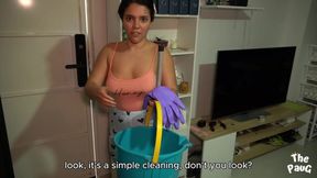 Neighbor comes into my room to clean it and asks me for a massage on her big ass