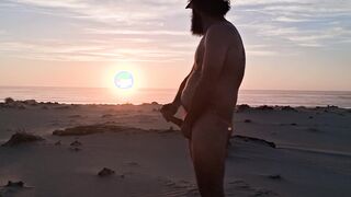 Tugging off at Sunset