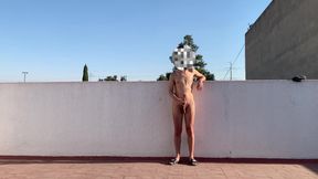 Getting Naked And Massaging My Dick In The Laundry Patio Of My Building