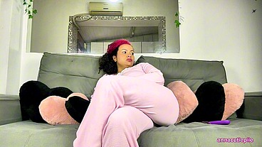 Chubby Girl Farting on the Couch While Watching TV
