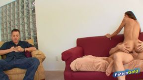 Husband watches his wife getting fucked hard and facialized by big cock