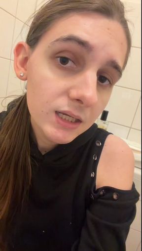 caged sissy slut ride big dildo in public toilet jessie sissy adventures