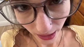 Nerdy skinny step-daugther POV fuck