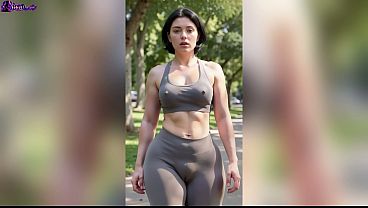 Spanish beauty Aitana gets into motion, showcasing her 3D body in an