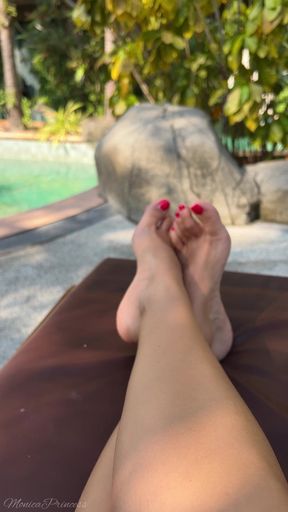 Feet Tease Outdoor While Watching a Movie