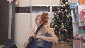 Blondie vacuums the dolls and her pussy! MP4