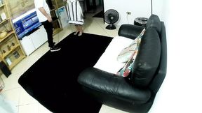 Naughty cleaning lady punished with a face full of cum