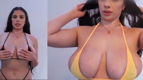 Hot Young Mom Shows Off Big Real Tits in Bikini Try-On