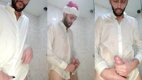 my christmas gift to you xmas jerking off my big uncut cock until i cum my white load.