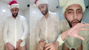 my christmas gift to you xmas jerking off my big uncut cock until i cum my white load.