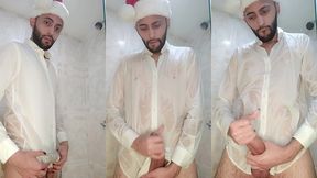 my christmas gift to you xmas jerking off my big uncut cock until i cum my white load.