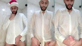 my christmas gift to you xmas jerking off my big uncut cock until i cum my white load.