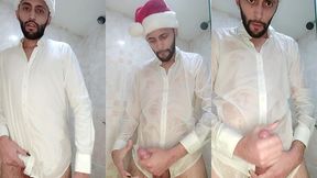 my christmas gift to you xmas jerking off my big uncut cock until i cum my white load.