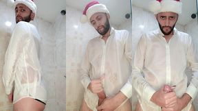 my christmas gift to you xmas jerking off my big uncut cock until i cum my white load.