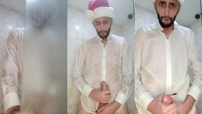 my christmas gift to you xmas jerking off my big uncut cock until i cum my white load.
