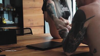 I love it when he licks my feet then fucks me hard on the table