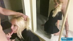 ”Blonde Babe Moans Loud While Getting Her Snatch Ravaged Hard”