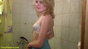 Sexy Blonde Woman Pees
