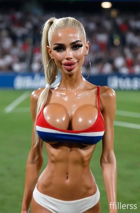 Blonde bimbo flaunts fake boobs and tits