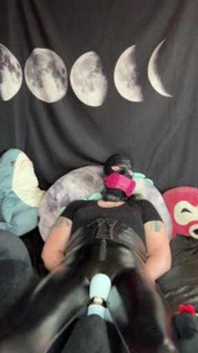 Latex, Collar, Shiny Pants, Grinding on my Wand and Lovense Ferri