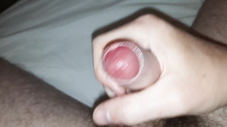 Scally chav jerking his precum uncircumcised dinky. Jism all over him