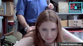 Petite red haired teenage thief pounded in doggystyle by mall guard - teenrobbers.com