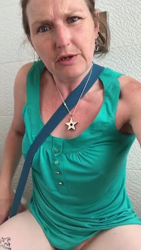 Huge Piss in Public Toilets From Rachel Wriggler, the Blue Eyed Beauty with Big Retro Bush