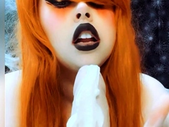 Violet lovely amateur redhead woman toying
