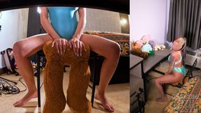 Bella Ink Dominating Plush Teddy Alf and Bunny under my Ass - Camera 2 and Front View 4K
