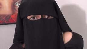 Cum on her black niqab