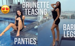 Mini Dress, Bare Legs, Roof Top Pool