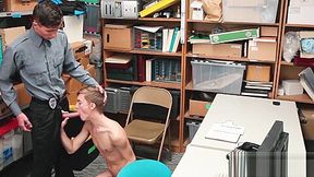 Twink security officer raw fucks inked suspects tight ass