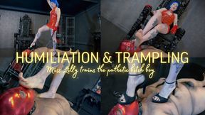 Humiliating And Trampling The Pathetic Bitch Boy ! Miss Lilly Crushes Her Little Bitch Into The Floor
