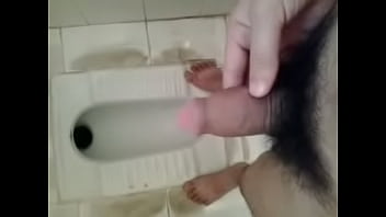 Pissing at home toilet