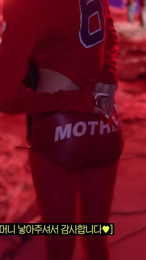 Slim Asian teen shows off her ass in a K-pop outfit