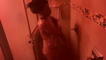 Sexy Dominican teacher taking a shower in