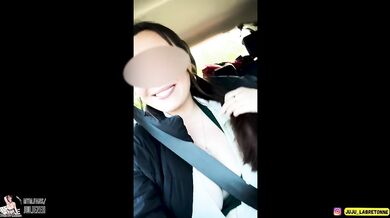 Young French girl shows off in a car park in front of voyeurs, masturbates before getting fucked and receiving a facial!